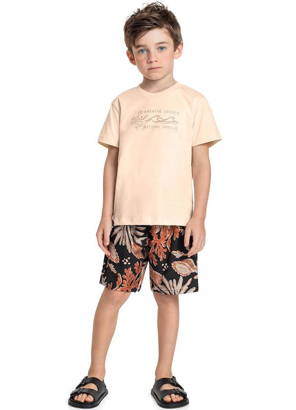 Quimby - Conjunto Infantil Camiseta e Bermuda Bege