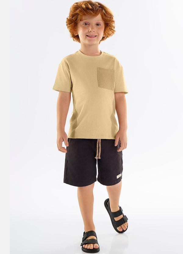 Up Baby - Conjunto Infantil Camiseta e Bermuda Bege