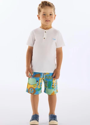 Up Baby - Conjunto Infantil Camiseta e Bermuda Bege - UP BABY