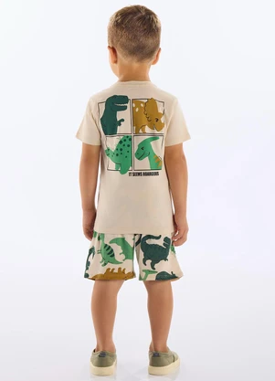Up Baby - Conjunto Infantil Camiseta e Bermuda Bege - UP BABY