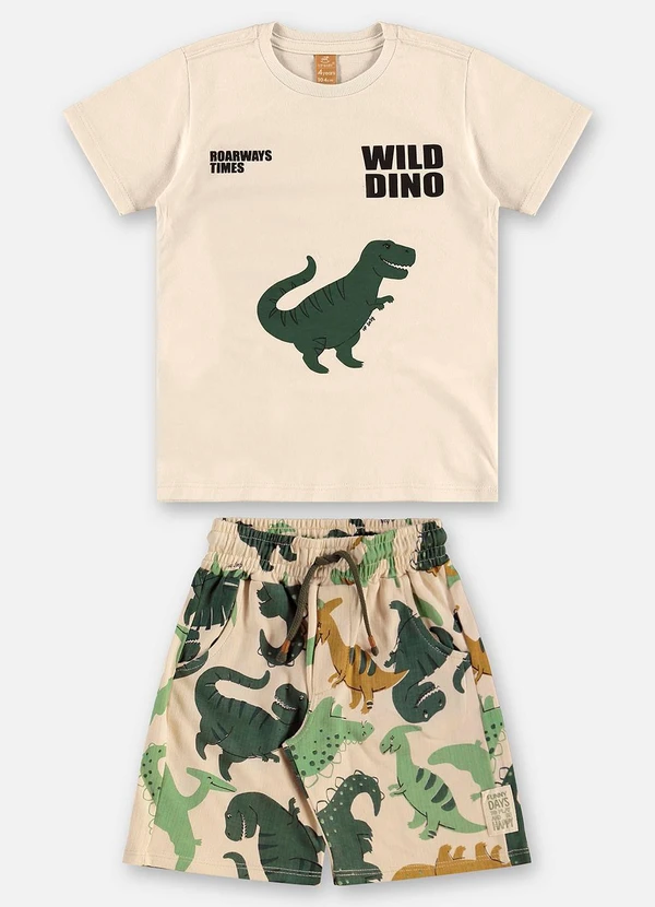 Up Baby - Conjunto Infantil Camiseta e Bermuda Bege 3