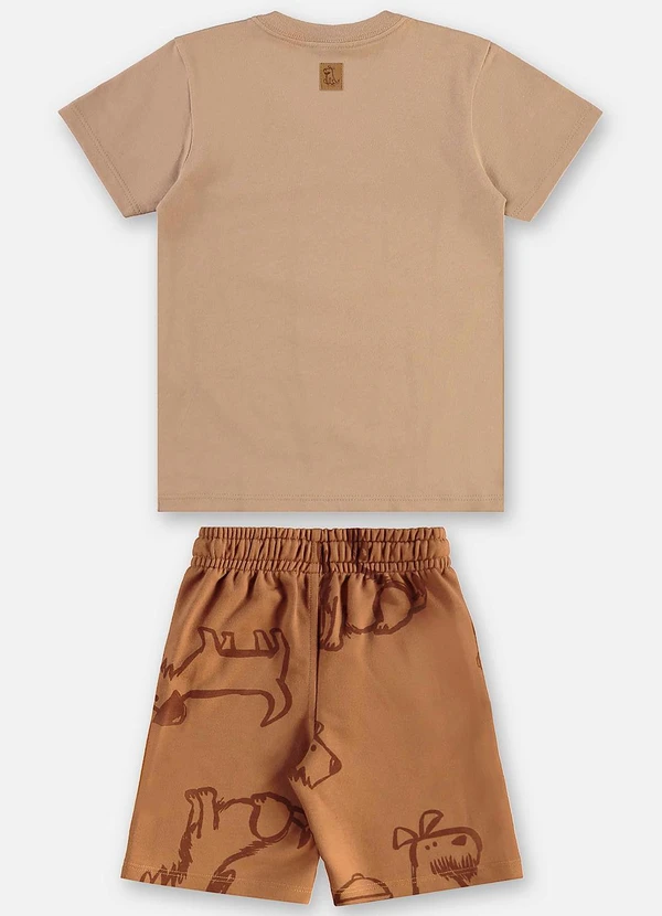 Up Baby - Conjunto Infantil Camiseta e Bermuda Bege 3