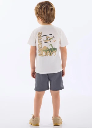 Up Baby - Conjunto Infantil Camiseta e Bermuda Bege - UP BABY