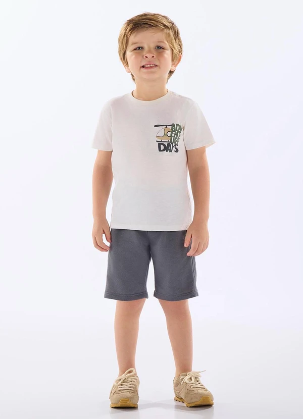 Up Baby - Conjunto Infantil Camiseta e Bermuda Bege 1