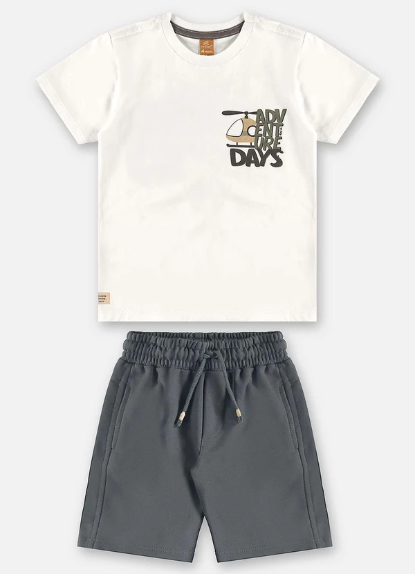 Up Baby - Conjunto Infantil Camiseta e Bermuda Bege 3
