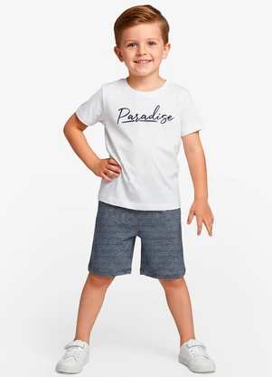 Select - Conjunto Infantil Camiseta e Bermuda Bege - SELECT