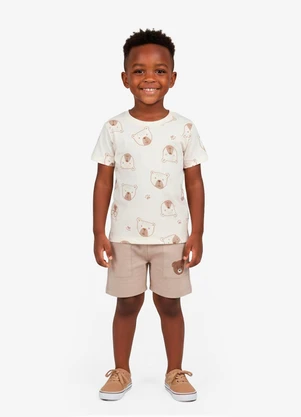 Trick Nick - Conjunto Infantil Camiseta e Bermuda Bege - TRICK NICK
