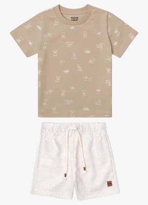 Trick Nick - Conjunto Infantil Camiseta e Bermuda Bege - TRICK NICK