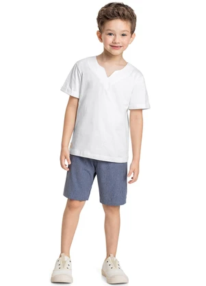Quimby - Conjunto Infantil Camiseta e Bermuda Branco - QUIMBY