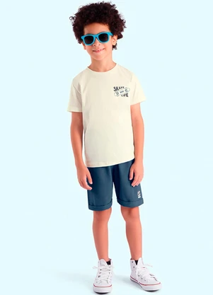 Ddk - Conjunto Infantil Camiseta e Bermuda Branco - DDK