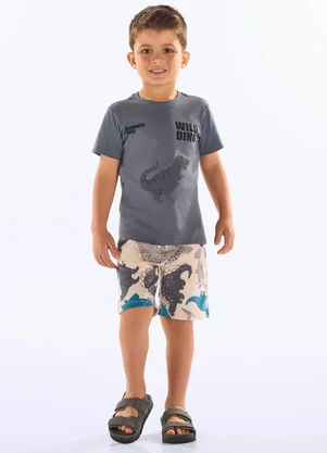 Up Baby - Conjunto Infantil Camiseta e Bermuda Cinza - UP BABY