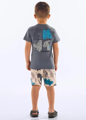 Up Baby - Conjunto Infantil Camiseta e Bermuda Cinza - UP BABY