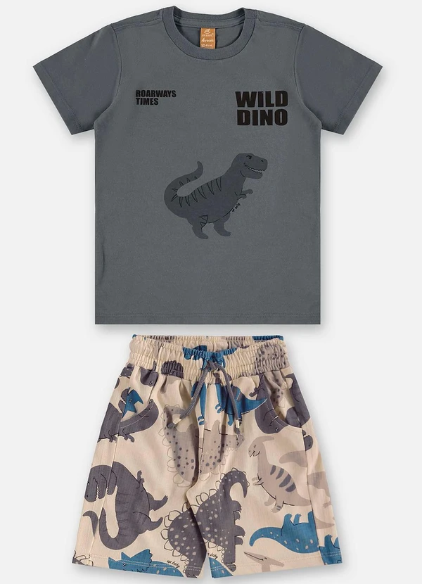 Up Baby - Conjunto Infantil Camiseta e Bermuda Cinza 3