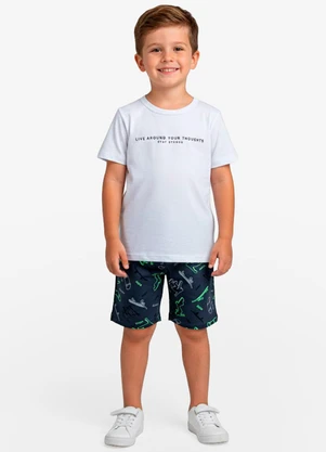 Select - Conjunto Infantil Camiseta e Bermuda Cinza - SELECT