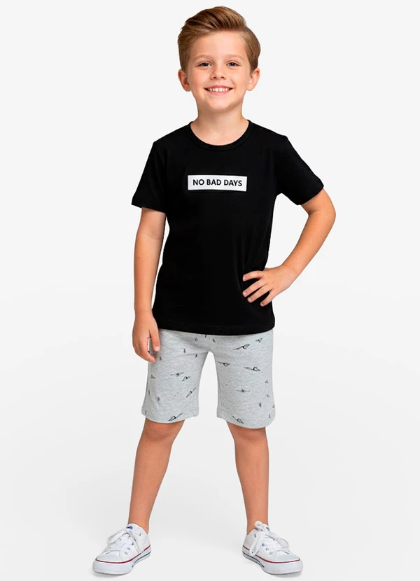 Select - Conjunto Infantil Camiseta e Bermuda Cinza
