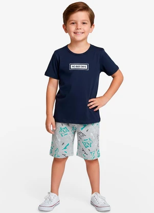Select - Conjunto Infantil Camiseta e Bermuda Cinza - SELECT
