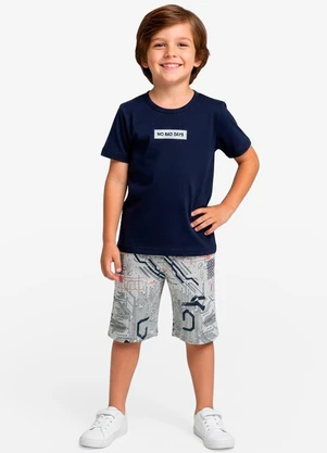 Select - Conjunto Infantil Camiseta e Bermuda Cinza - SELECT