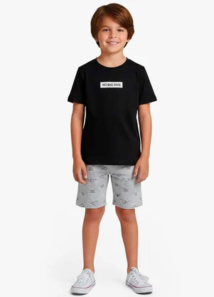 Select - Conjunto Infantil Camiseta e Bermuda Cinza - SELECT