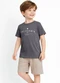Select - Conjunto Infantil Camiseta e Bermuda Azul - variação: Cinza