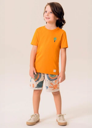 Bugbee - Conjunto Infantil Camiseta e Bermuda Laranja - BUGBEE