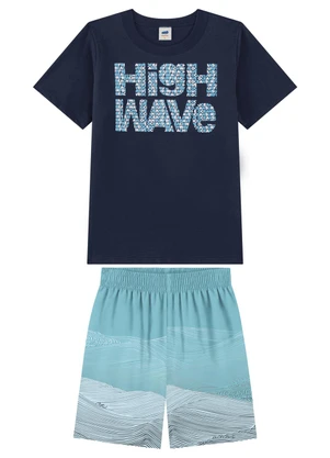 Marlan - Conjunto Infantil Camiseta e Bermuda Menino Azul - MARLAN