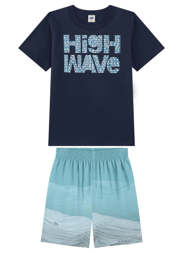 Marlan - Conjunto Infantil Camiseta e Bermuda Menino Azul