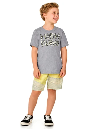 Marlan - Conjunto Infantil Camiseta e Bermuda Menino Cinza - MARLAN