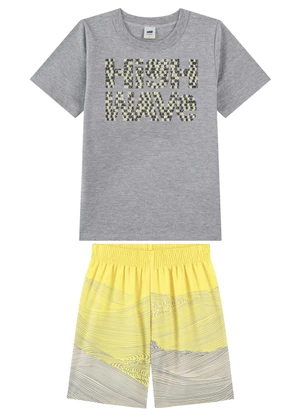 Marlan - Conjunto Infantil Camiseta e Bermuda Menino Cinza - MARLAN