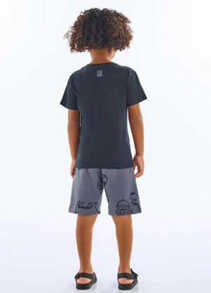 Up Baby - Conjunto Infantil Camiseta e Bermuda Preto - UP BABY