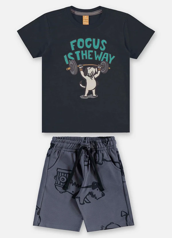 Up Baby - Conjunto Infantil Camiseta e Bermuda Preto 3