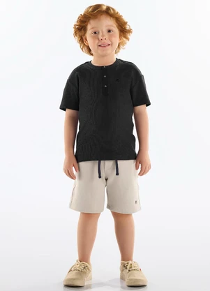 Up Baby - Conjunto Infantil Camiseta e Bermuda Preto - UP BABY