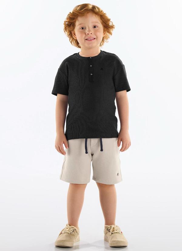 Up Baby - Conjunto Infantil Camiseta e Bermuda Preto