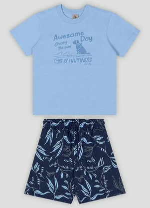 Conjunto Infantil Camiseta e Bermuda Quimby Azul - QUIMBY