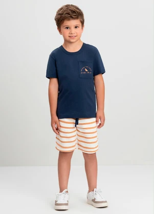 Conjunto Infantil Camiseta e Bermuda Quimby Azul - QUIMBY