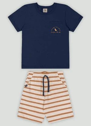 Conjunto Infantil Camiseta e Bermuda Quimby Azul - QUIMBY