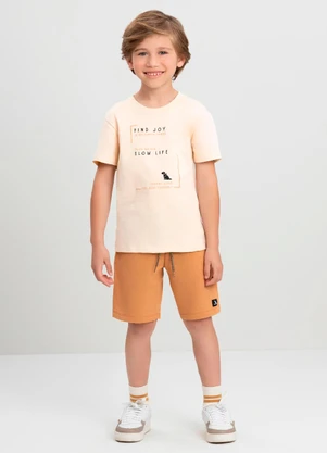 Conjunto Infantil Camiseta e Bermuda Quimby Bege - QUIMBY