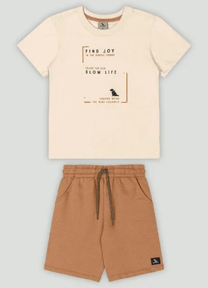 Conjunto Infantil Camiseta e Bermuda Quimby Bege - QUIMBY