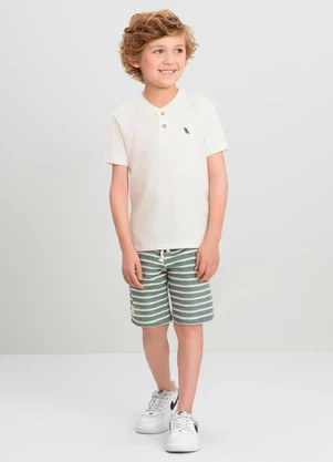 Conjunto Infantil Camiseta e Bermuda Quimby Branco - QUIMBY