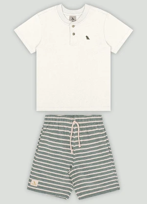 Conjunto Infantil Camiseta e Bermuda Quimby Branco - QUIMBY