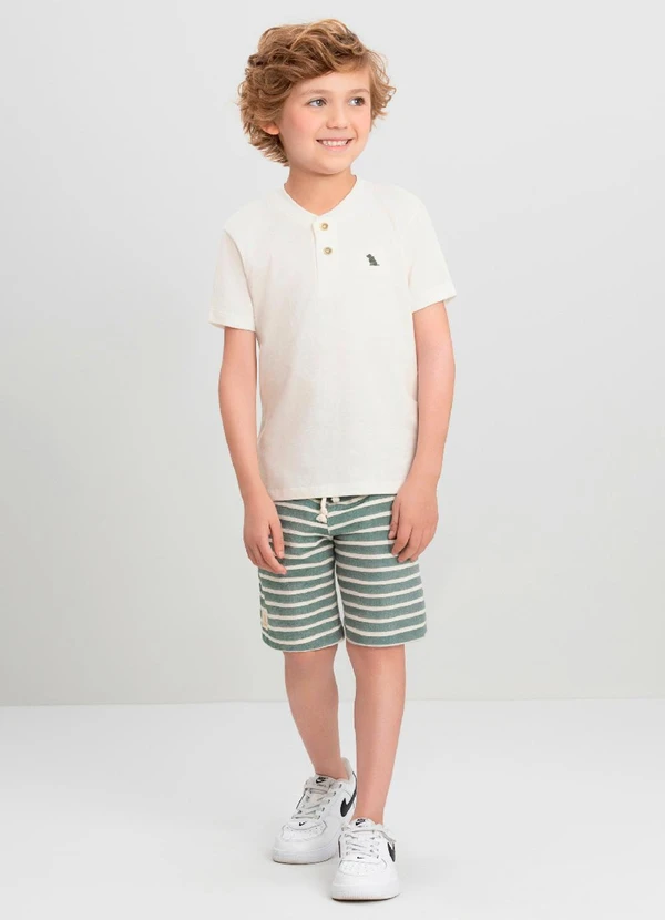 Quimby - Conjunto Infantil Camiseta e Bermuda Quimby Branco