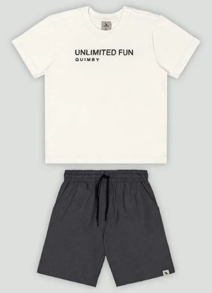 Conjunto Infantil Camiseta e Bermuda Quimby Branco - QUIMBY