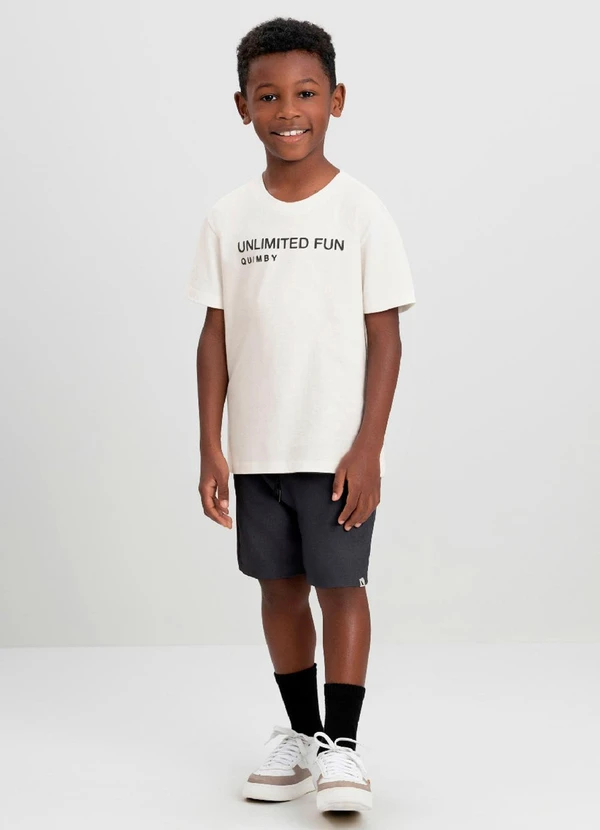 Quimby - Conjunto Infantil Camiseta e Bermuda Quimby Branco