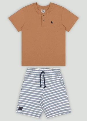 Conjunto Infantil Camiseta e Bermuda Quimby Marrom - QUIMBY