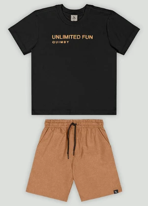 Conjunto Infantil Camiseta e Bermuda Quimby Preto - QUIMBY