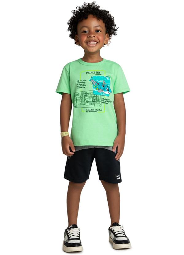 Marlan - Conjunto Infantil Camiseta e Bermuda Shark Verde