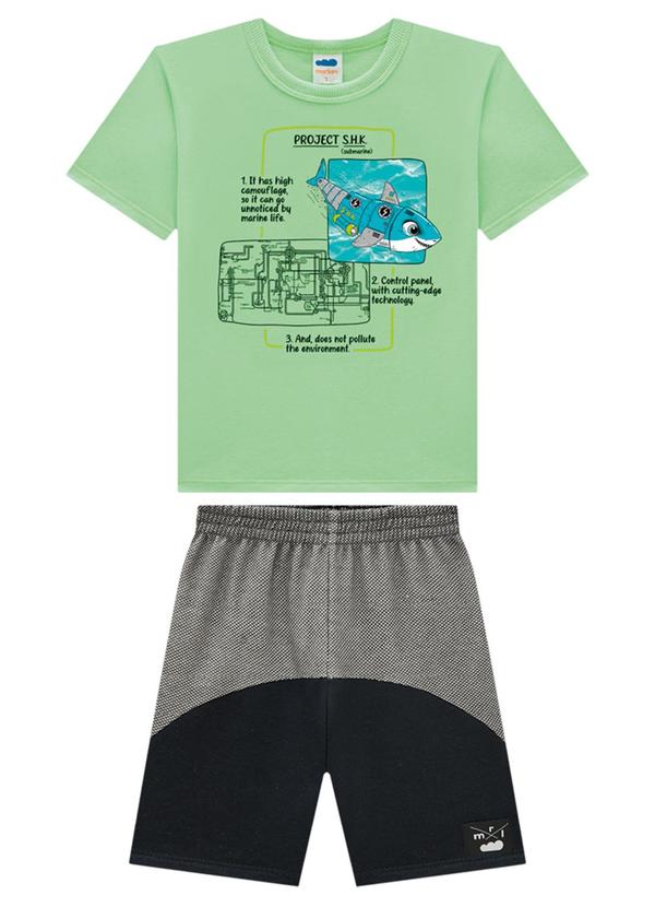 Marlan - Conjunto Infantil Camiseta e Bermuda Shark Verde 2