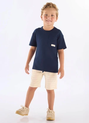 Up Baby - Conjunto Infantil Camiseta e Bermuda Azul - UP BABY