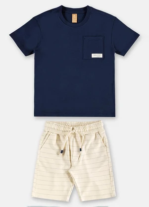 Up Baby - Conjunto Infantil Camiseta e Bermuda Azul - UP BABY