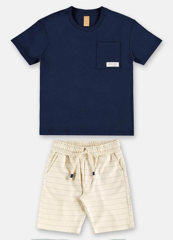 Up Baby - Conjunto Infantil Camiseta e Bermuda Azul 2