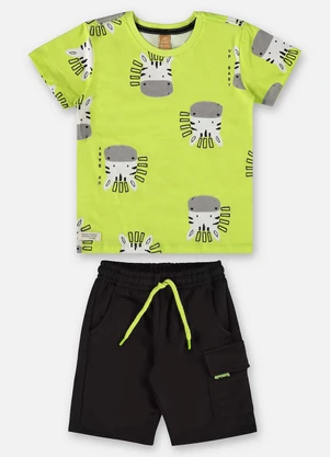 Up Baby - Conjunto Infantil Camiseta e Bermuda Verde - UP BABY
